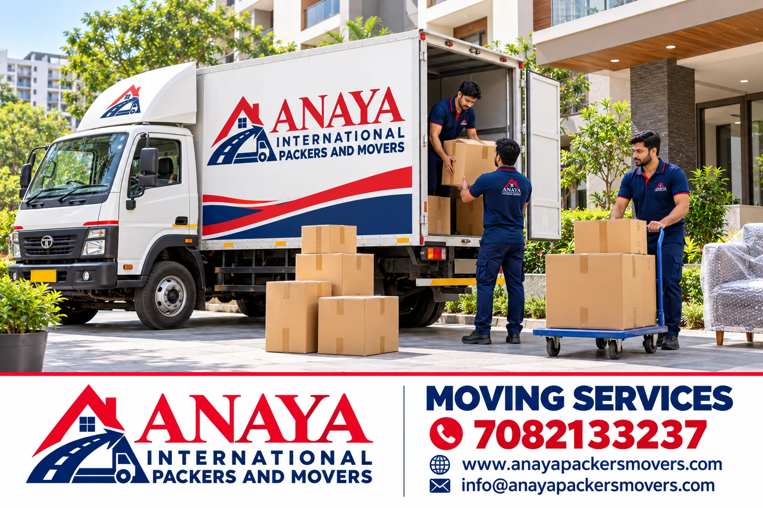 A moving team coordinating a household transportation journey